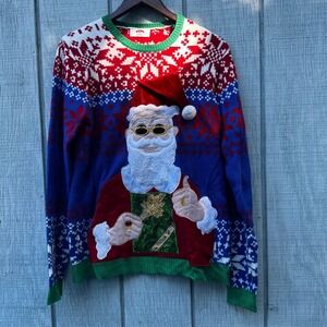 ❌SOLD❌Holiday Time Ugly Christmas Sweater Santa Claus Ugly Festive‎ Holiday